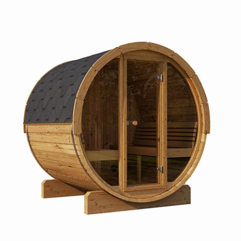 SaunaLife Model E7G Sauna Barrel Glass Front | 4 Persons