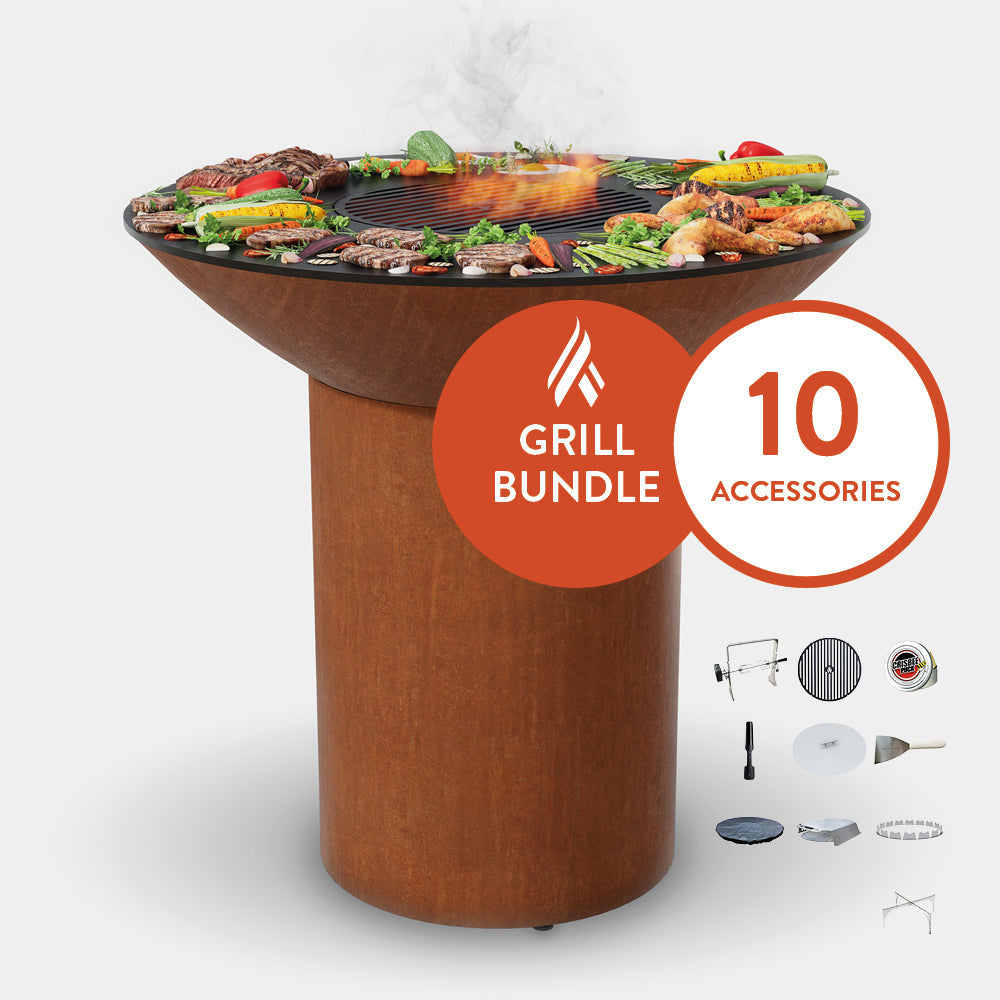 Arteflame Classic 40" Grill With A High Round Base Home Chef Max Bundle With 10 Grilling Accessories