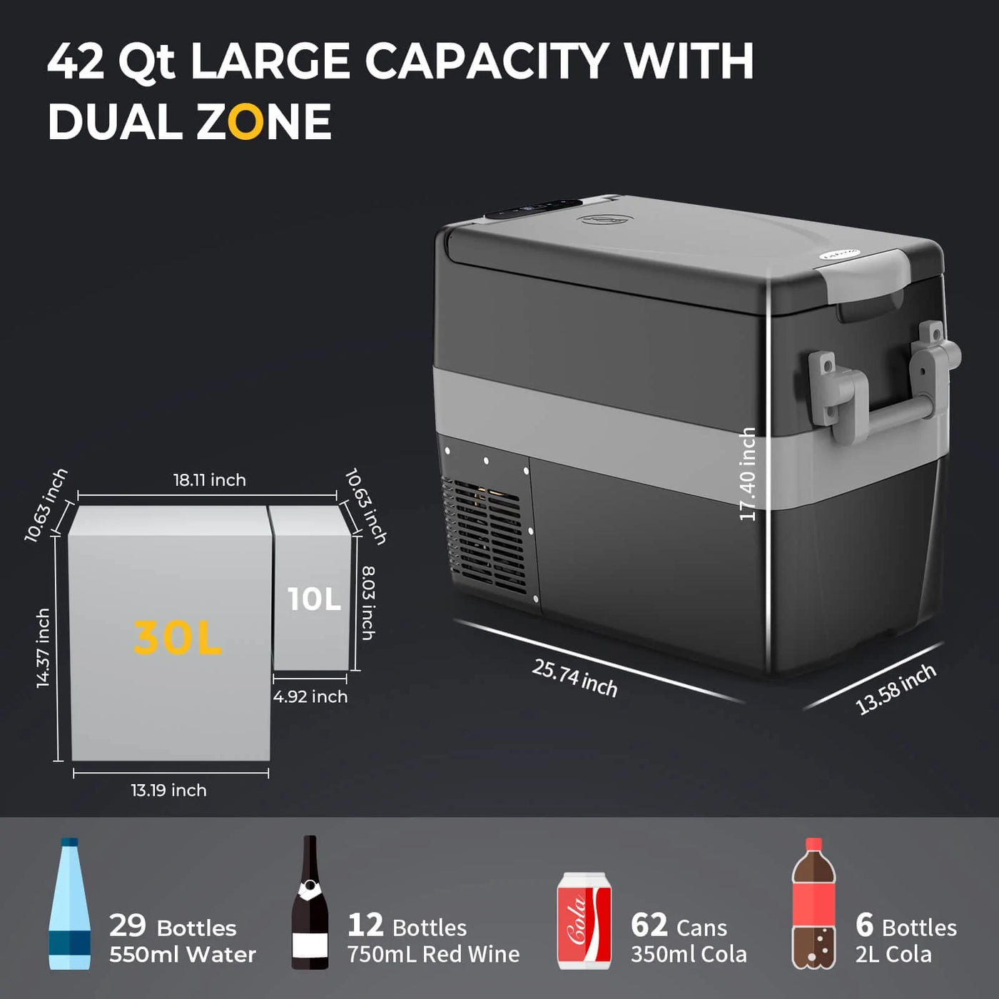 BougeRV 42 Quart (40L) Portable Car Refrigerator Fridge Freezer - Smart Nature Store
