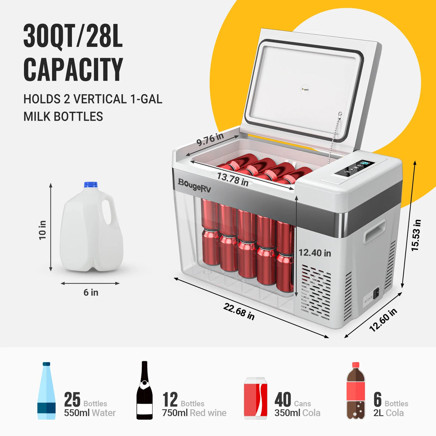 BougeRV 12V 30 Quart (28L) Portable Refrigerator - Smart Nature Store