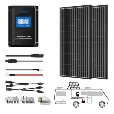 ACOPower 12V/24V 200W Mono Solar RV Kits, 30A MPPT Charge Controller (2x100W 30A) - Smart Nature Store