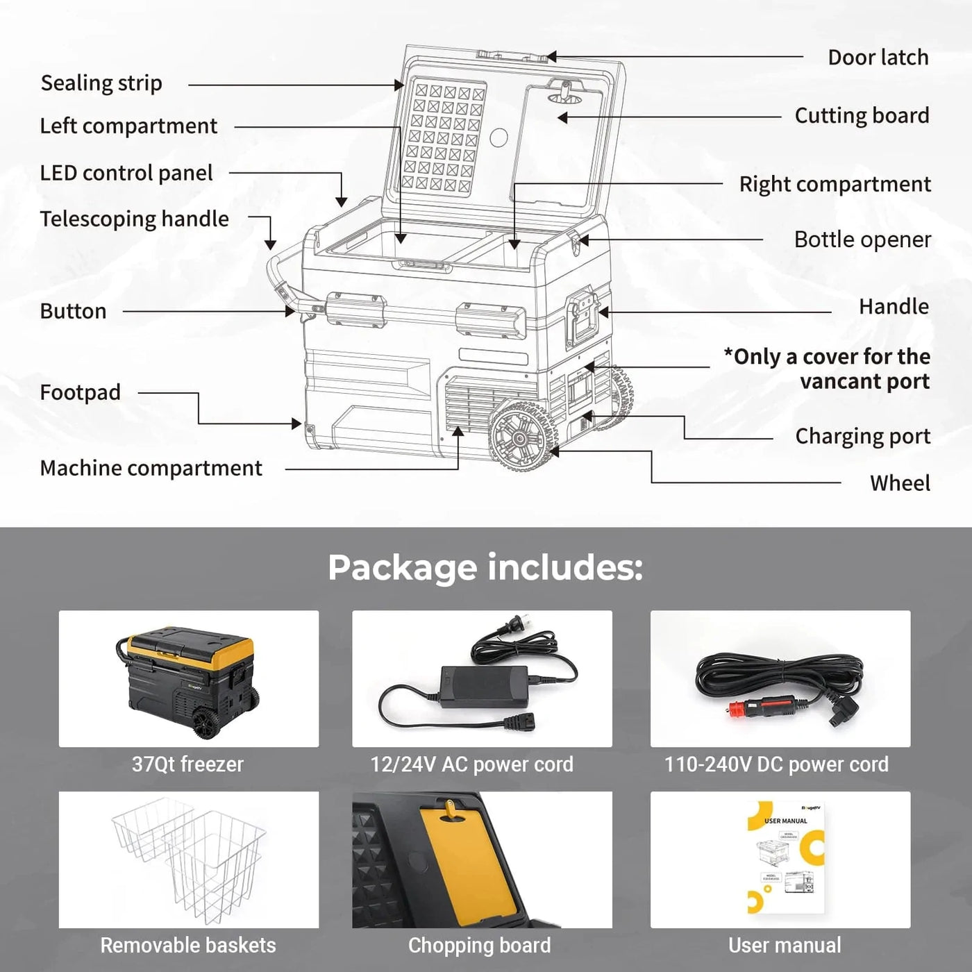 BougeRV CR35 37 Quart Portable Fridge & Detachable Battery - Smart Nature Store