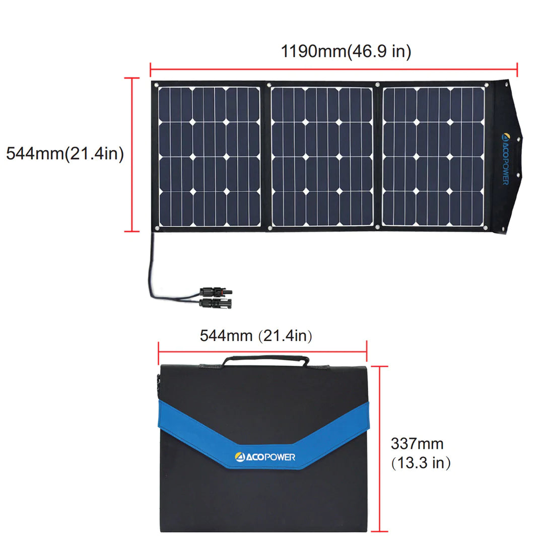 ACOPower High Efficiency 90W Tri-Fold Foldable Solar Panel Kit Suitcase - Smart Nature Store