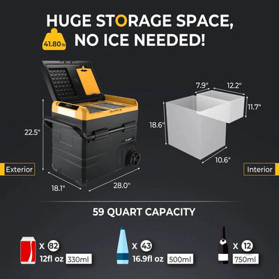 BougeRV CR55 59 Quart (55L) Portable Refrigerator Freezer - Smart Nature Store