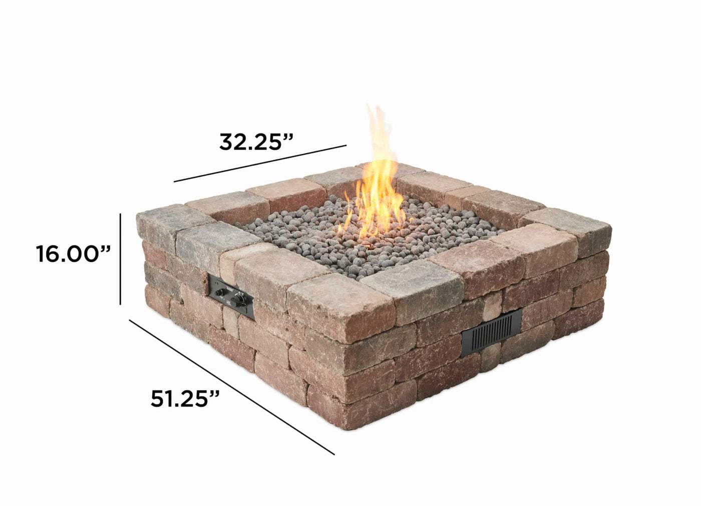 The Outdoor GreatRoom Company Bronson Block Square Gas Fire Pit Kit