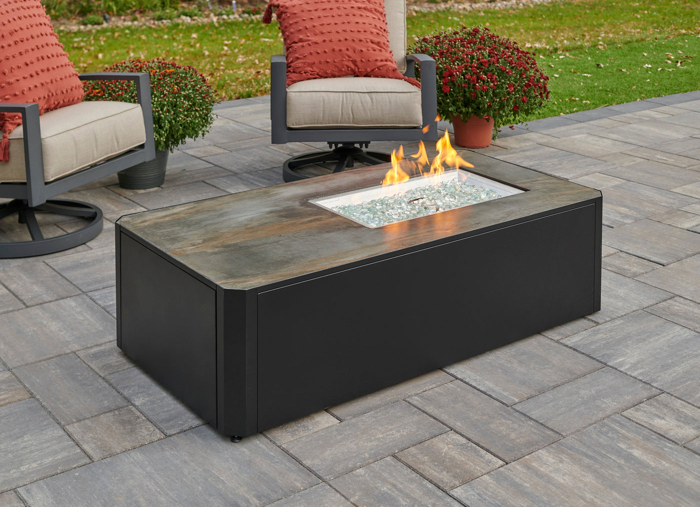 The Outdoor GreatRoom Company Kinney Rectangular Gas Fire Pit Table