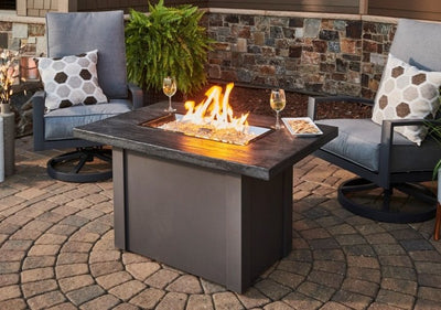 The Outdoor GreatRoom Company Stone Grey Havenwood Rectangular Gas Fire Pit Table with Grey Base