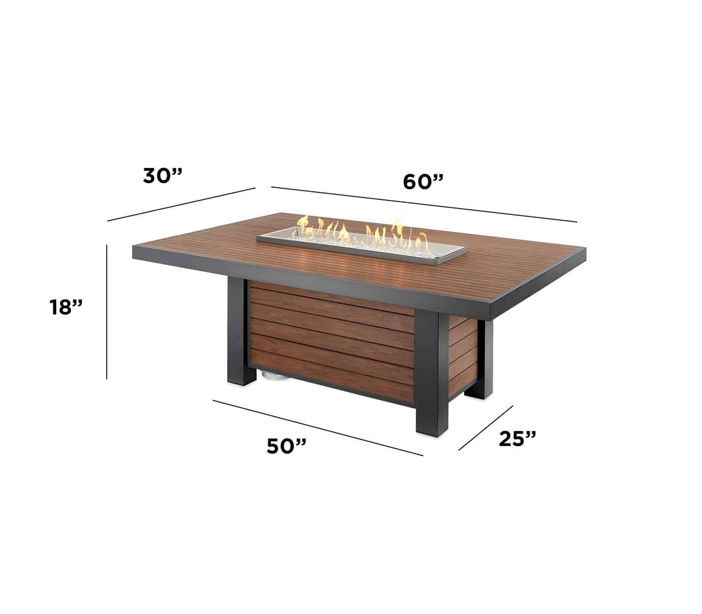 The Outdoor GreatRoom Company Kenwood Linear Dining Height Gas Fire Pit Table