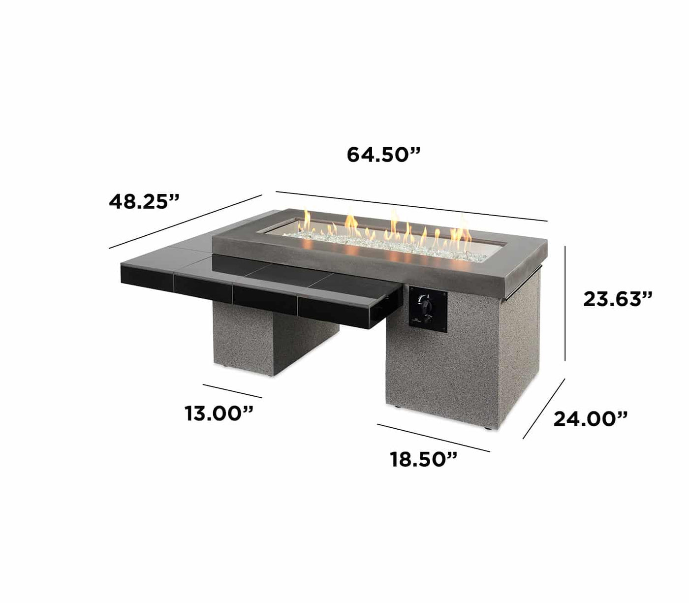 The Outdoor GreatRoom Company Black Uptown Linear Gas Fire Pit Table